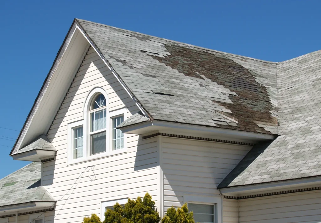Storm damage roof repair in progress Mentor Ohio